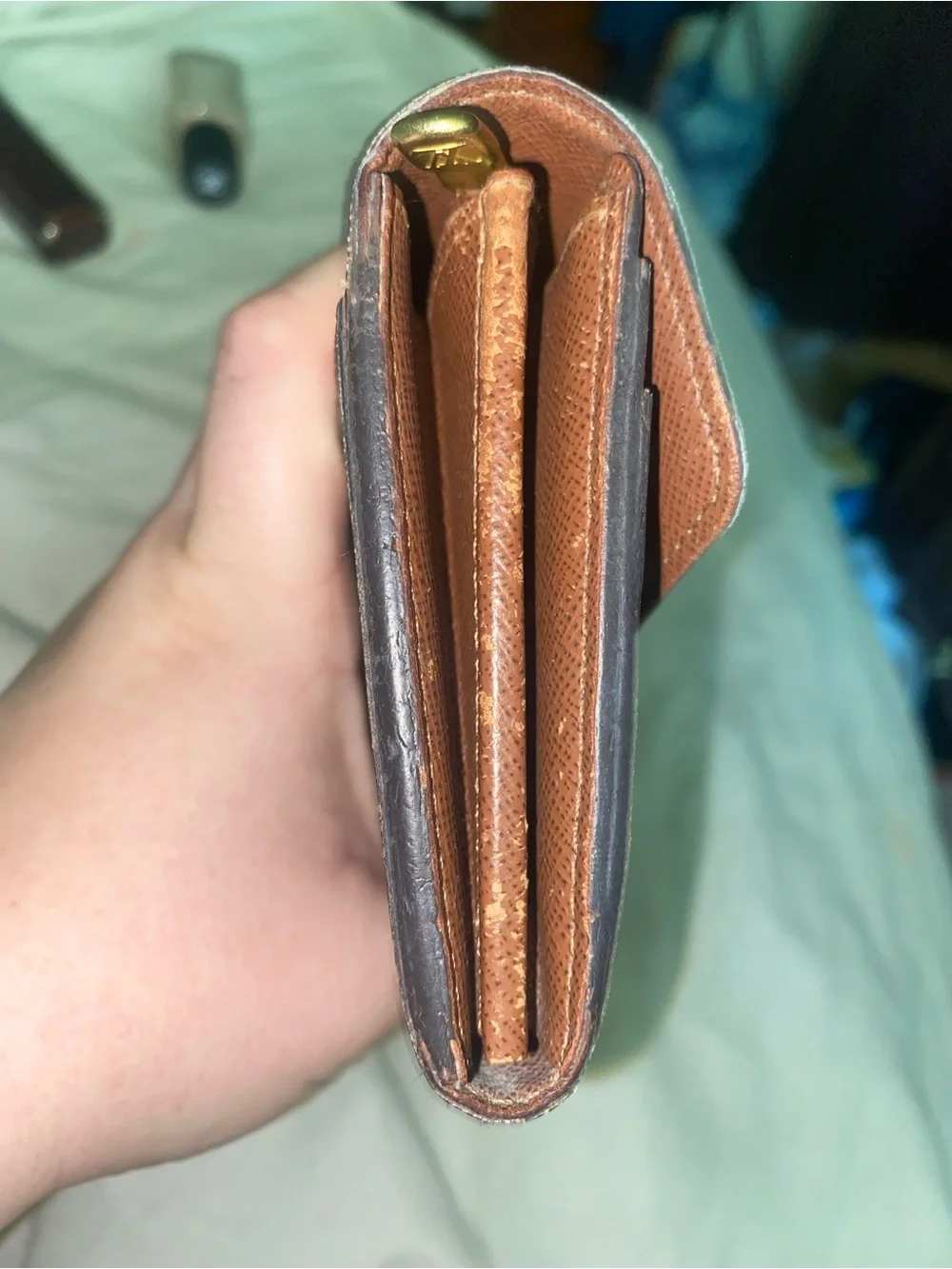 Louis Vuitton Monogram Fold-Over Continental Wallet in Brown and Gold